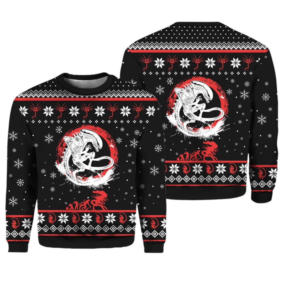 Xenomorph Alien Christmas Ugly Sweater - Moonbestprint
