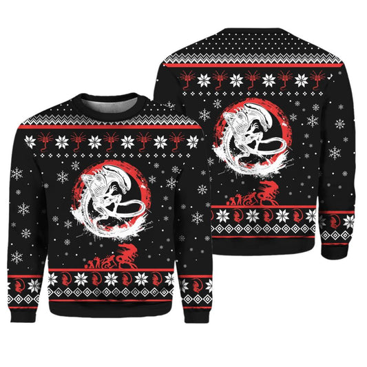 Xenomorph Alien Christmas Ugly Sweater - Moonbestprint
