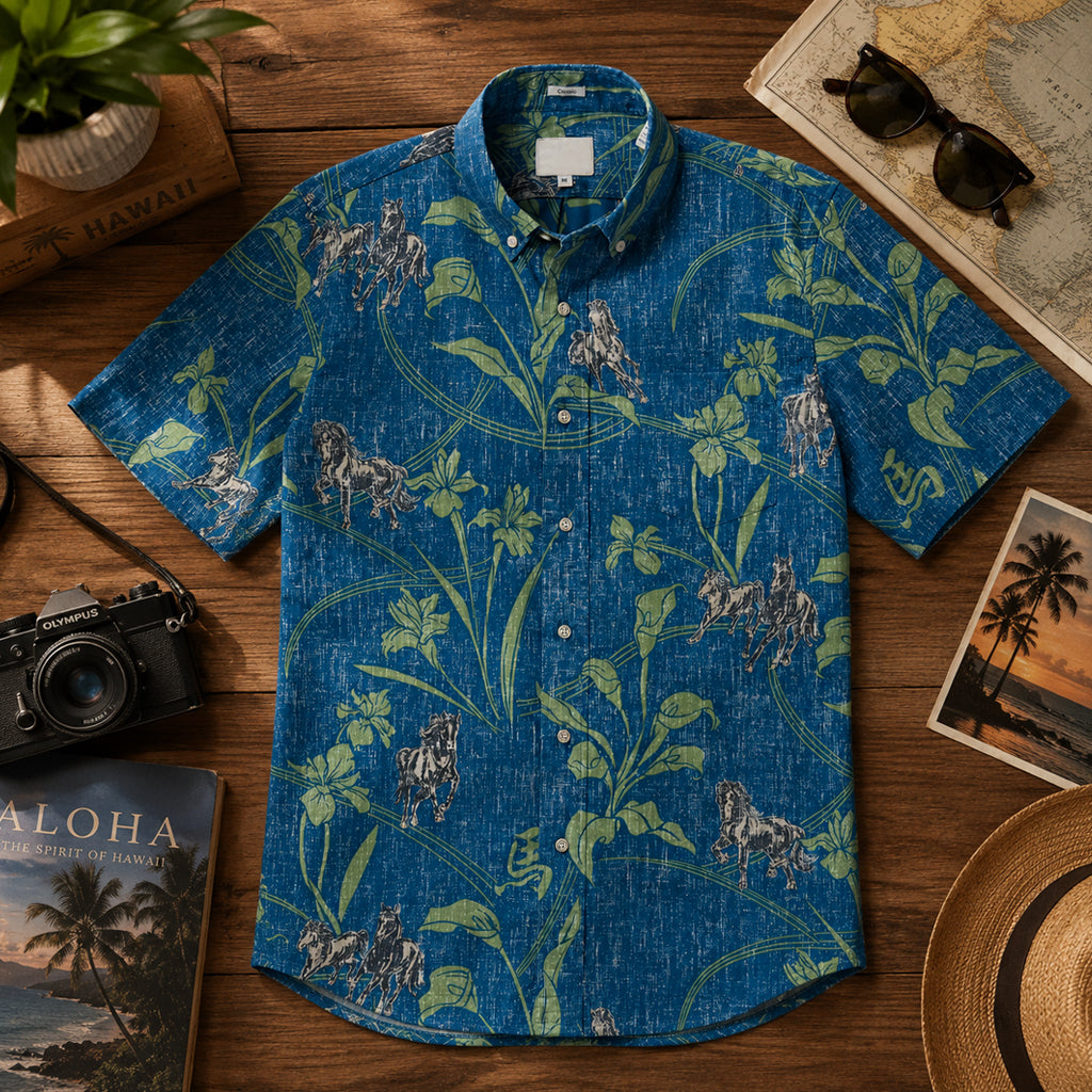 Year Of Horse 2026 Blue Hawaiian Shirt – Moonbestprint