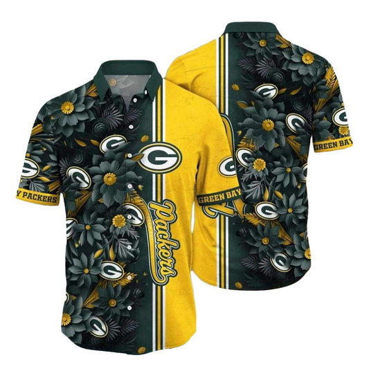 Yellow Blitz Green Bay Packers Tropical Flair 2025 Hawaiian Shirt - Moonbestprint