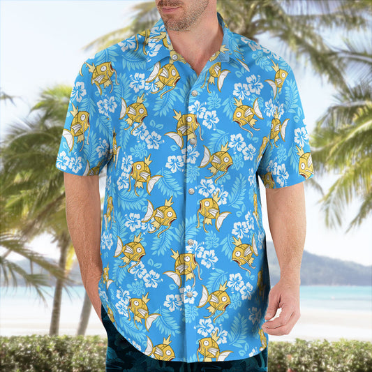 Yellow Magikarp Pokemon Blue Hawaiian Shirt – Moonbestprint