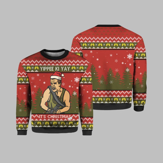 Yippee Ki Yay It's Christmas Die Hard Ugly Christmas Sweater - Moonbestprint