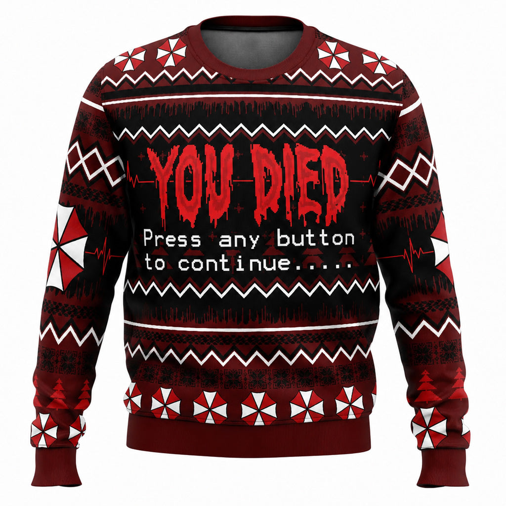 You Died Press Any Button To Continue Halloween 2026 Ugly Sweater – Moonbestprint