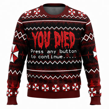 You Died Press Any Button To Continue Halloween 2026 Ugly Sweater – Moonbestprint