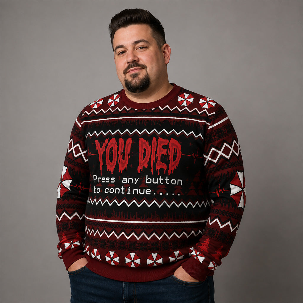 You Died Press Any Button To Continue Halloween 2026 Ugly Sweater – Moonbestprint