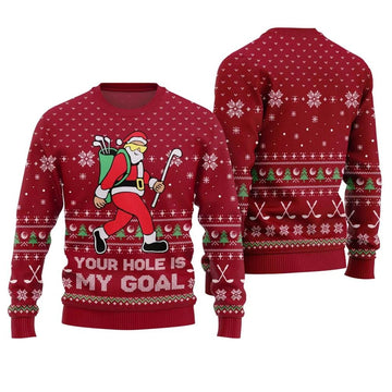 Your Hole Is My Goal Golf Ugly Christmas Sweater - Moonbestprint