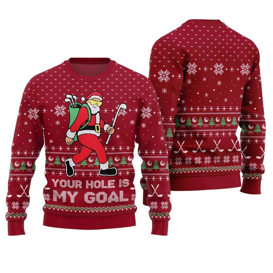Your Hole Is My Goal Golf Ugly Christmas Sweater - Moonbestprint