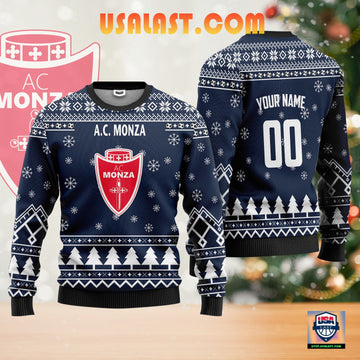 A.C Monza Personalized Ugly Christmas Sweater Blue Version ? Usalast