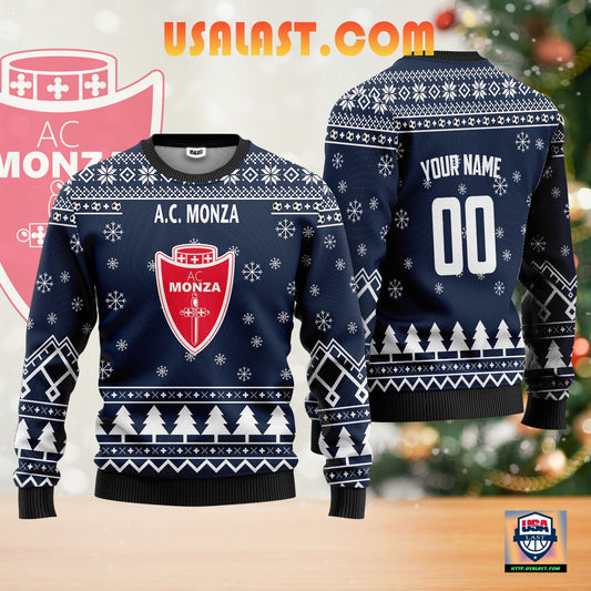 A.C Monza Personalized Ugly Christmas Sweater Blue Version ? Usalast