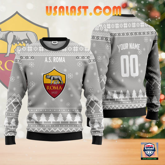 A.S Roma Personalized Ugly Christmas Sweater Grey Version ? Usalast