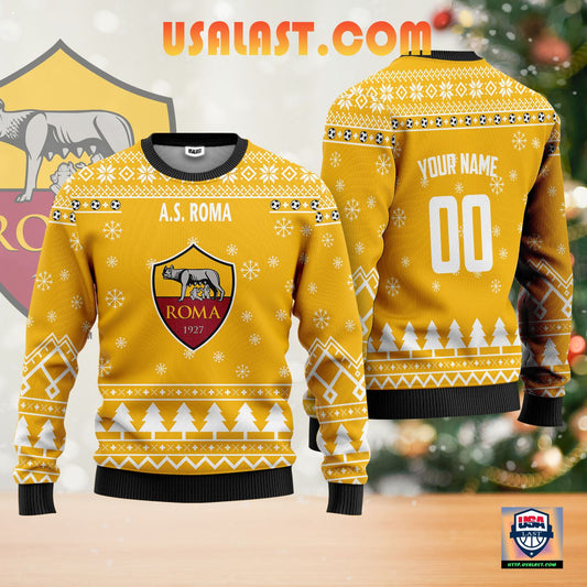 A.S Roma Personalized Ugly Christmas Sweater Yellow Version ? Usalast