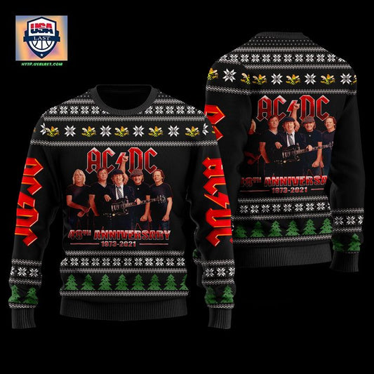 AC/DC Band Black 3D Faux Wool Ugly Sweater ? Usalast