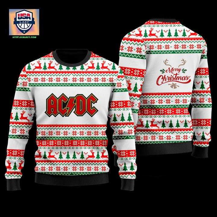 AC/DC Merry Christmas White Ugly Christmas Sweater ? Usalast