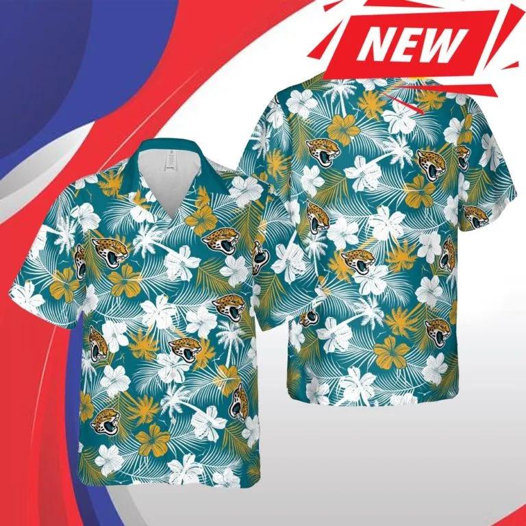Jacksonville Jaguars Floral Football Aloha Hawaiian Shirt, NFL Hawaiian Shirt Moonbestprint
