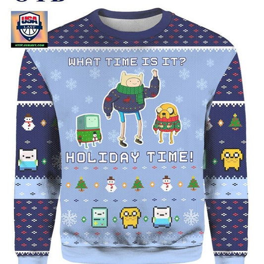 Adventure Time Christmas Time What Time Is It Holiday Time Ugly 3D Sweater ? Usalast