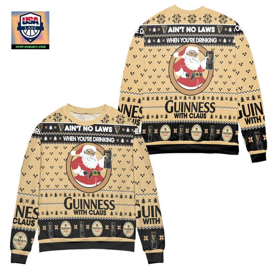 Aint No Laws When Youre Drinking Guinness With Claus Ugly Christmas Sweater ? Usalast