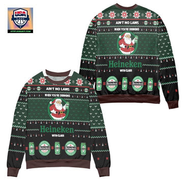 Aint No Laws When Youre Drinking Heineken With Claus Ugly Christmas Sweater ? Usalast