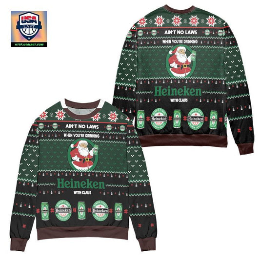 Aint No Laws When Youre Drinking Heineken With Claus Ugly Christmas Sweater ? Usalast