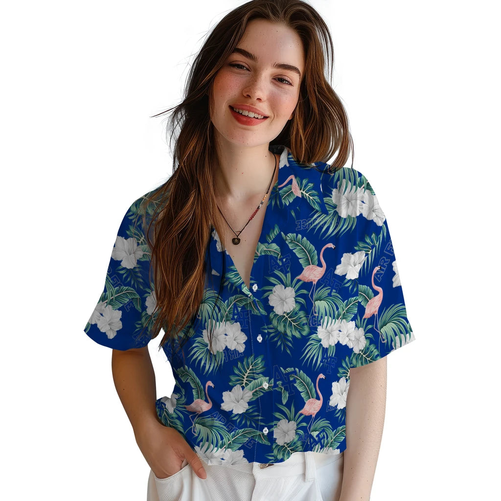 Air Force Falcons Hawaiian Shirt - Flamingo and Hibiscus | Moonbestprint