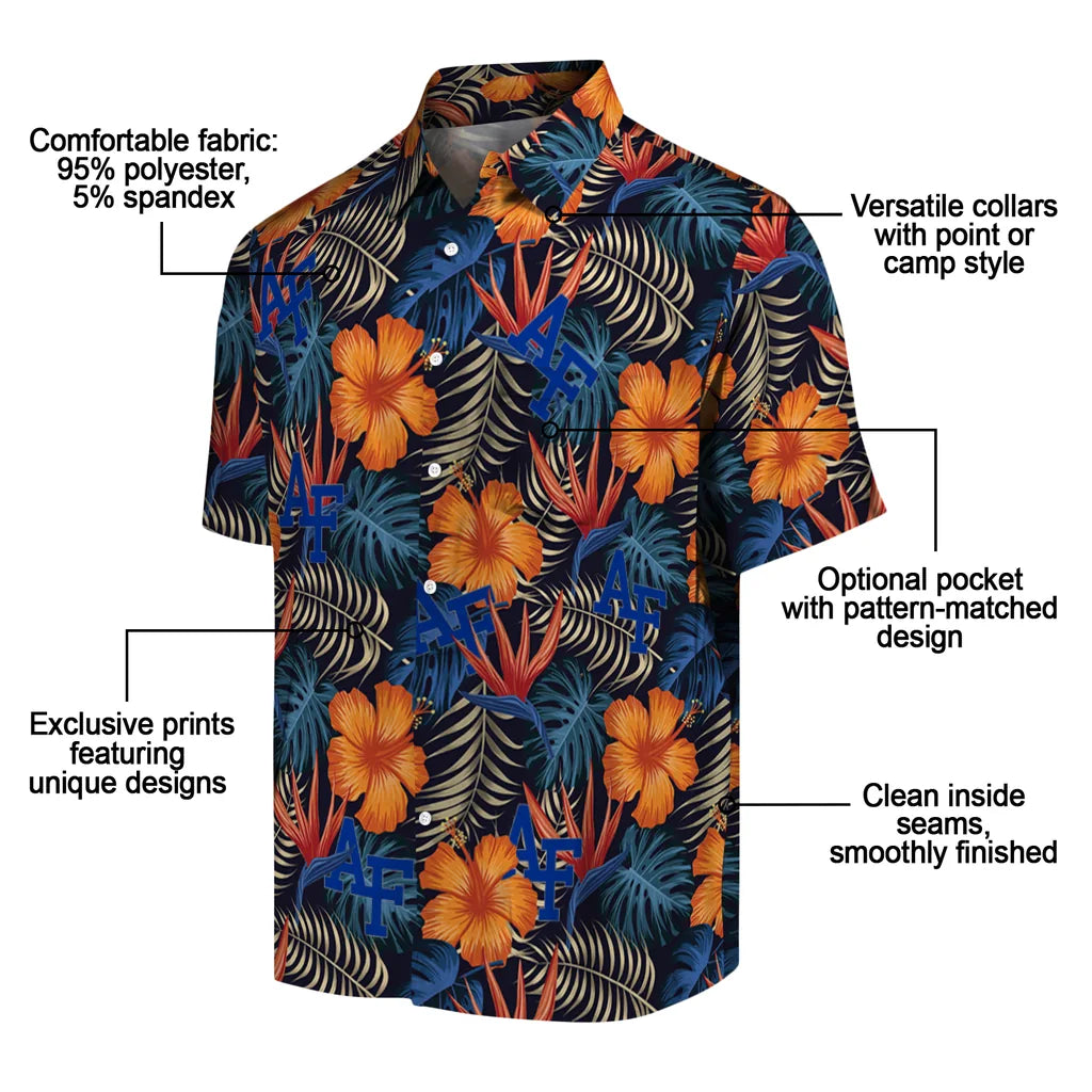 Air Force Falcons Hawaiian Shirt - Hibiscus Foliage | Moonbestprint