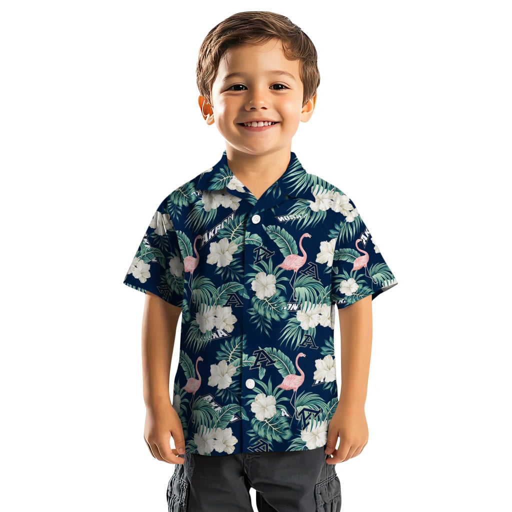 Akron Zips Hawaiian Shirt - Flamingo and Hibiscus | Moonbestprint