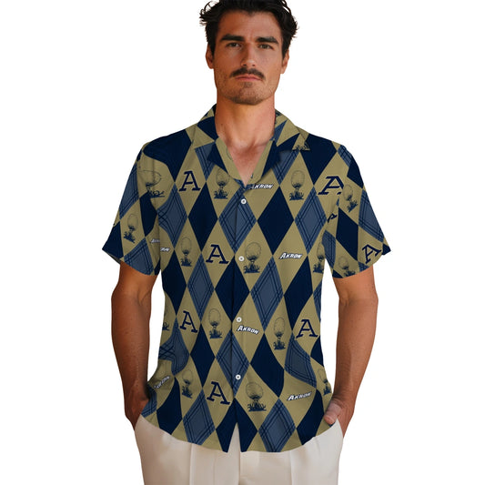 Akron Zips Hawaiian Shirt - Golfing Plaid | Moonbestprint