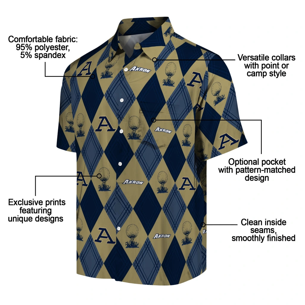 Akron Zips Hawaiian Shirt - Golfing Plaid | Moonbestprint