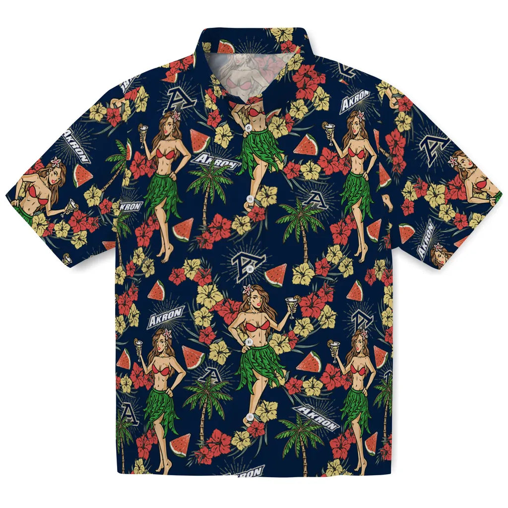 Akron Zips Hawaiian Shirt - Hawaiian Girls Design | Moonbestprint