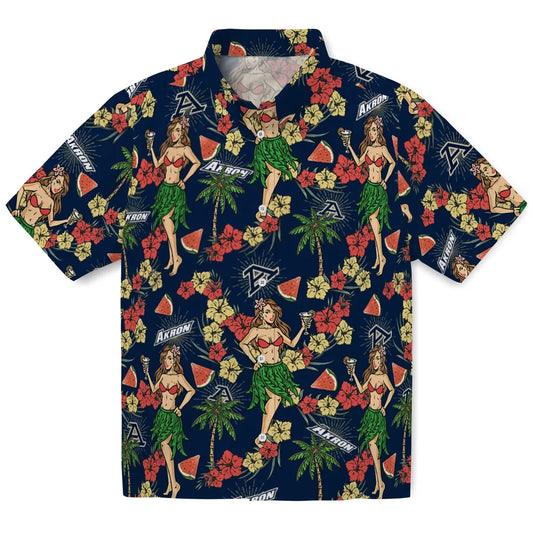 Akron Zips Hawaiian Shirt - Hawaiian Girls Design | Moonbestprint