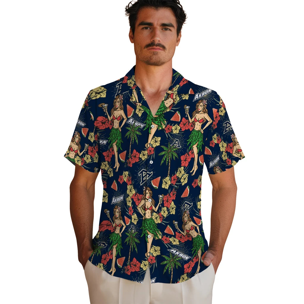 Akron Zips Hawaiian Shirt - Hawaiian Girls Design | Moonbestprint