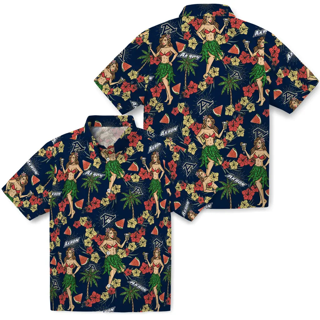 Akron Zips Hawaiian Shirt - Hawaiian Girls Design | Moonbestprint
