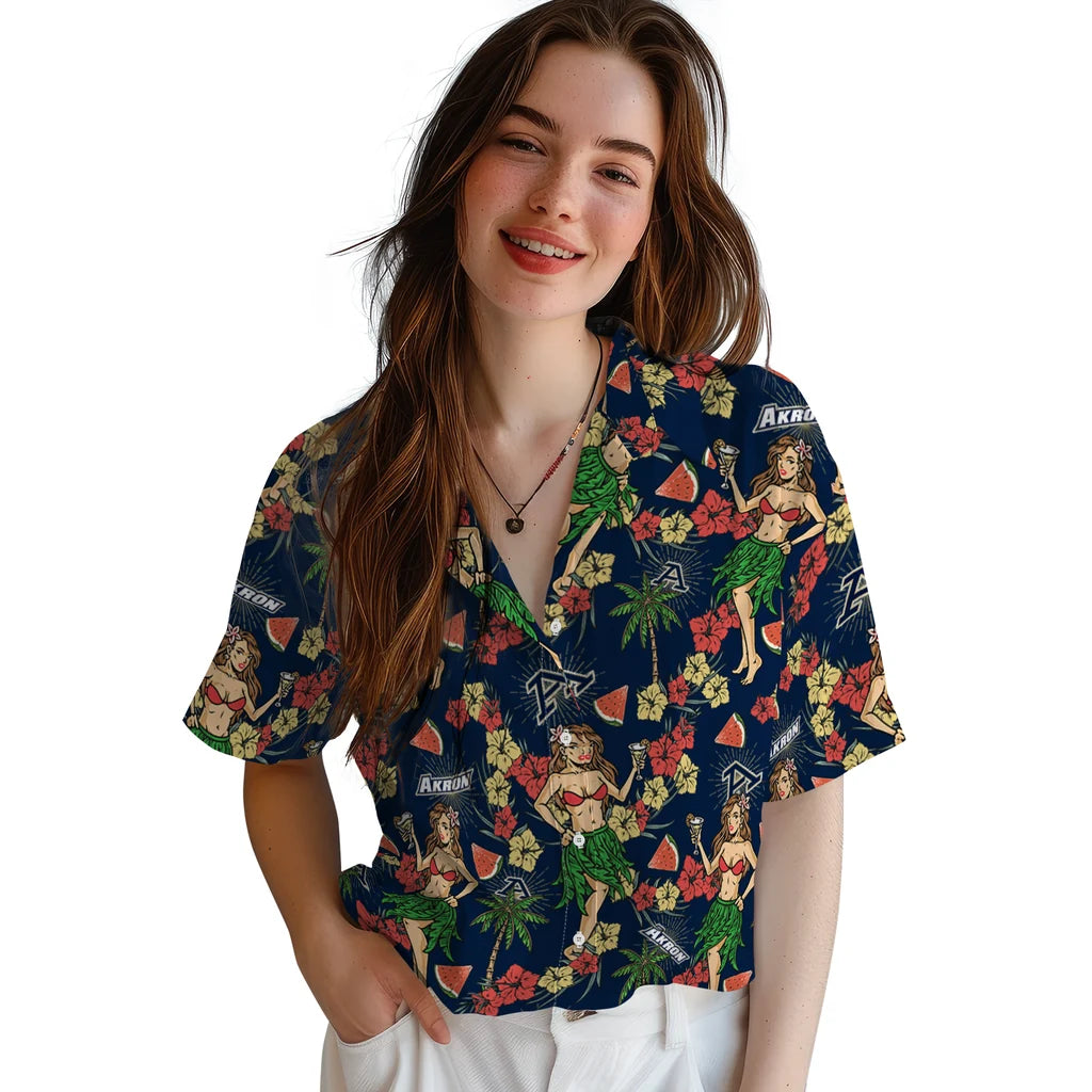 Akron Zips Hawaiian Shirt - Hawaiian Girls Design | Moonbestprint