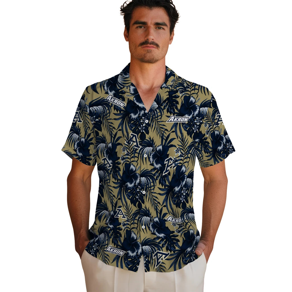 Akron Zips Hawaiian Shirt - Hibiscus Exotic | Moonbestprint