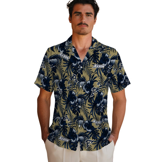 Akron Zips Hawaiian Shirt - Hibiscus Exotic | Moonbestprint