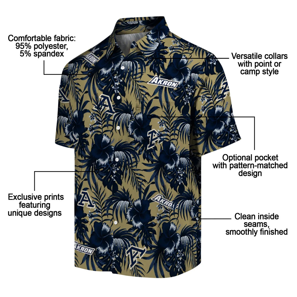 Akron Zips Hawaiian Shirt - Hibiscus Exotic | Moonbestprint