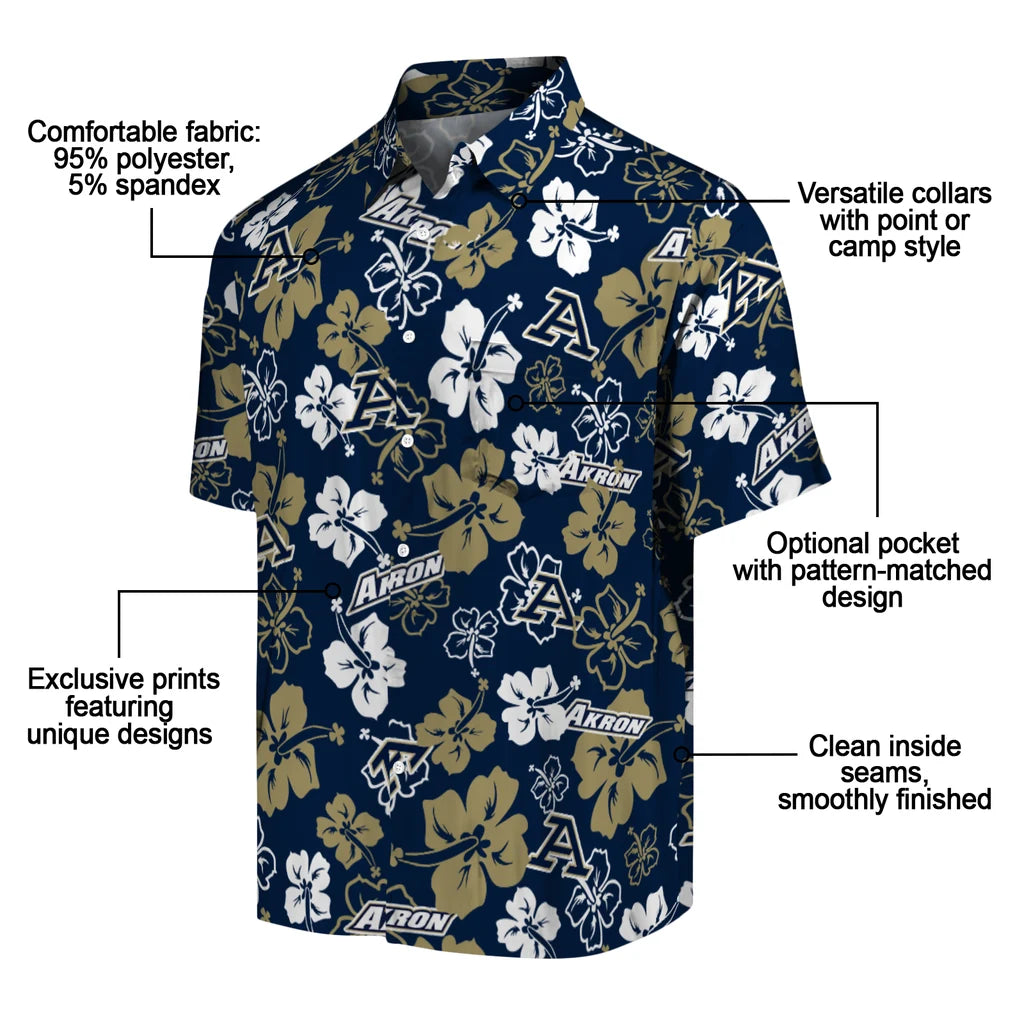 Akron Zips Hawaiian Shirt - Hibiscus Flower Design | Moonbestprint