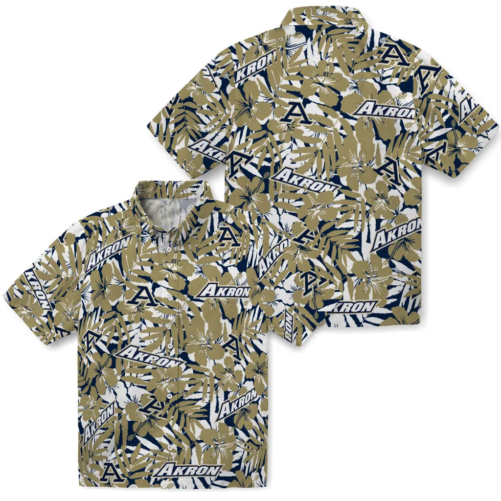 Akron Zips Hawaiian Shirt - Hibiscus Overlay | Moonbestprint