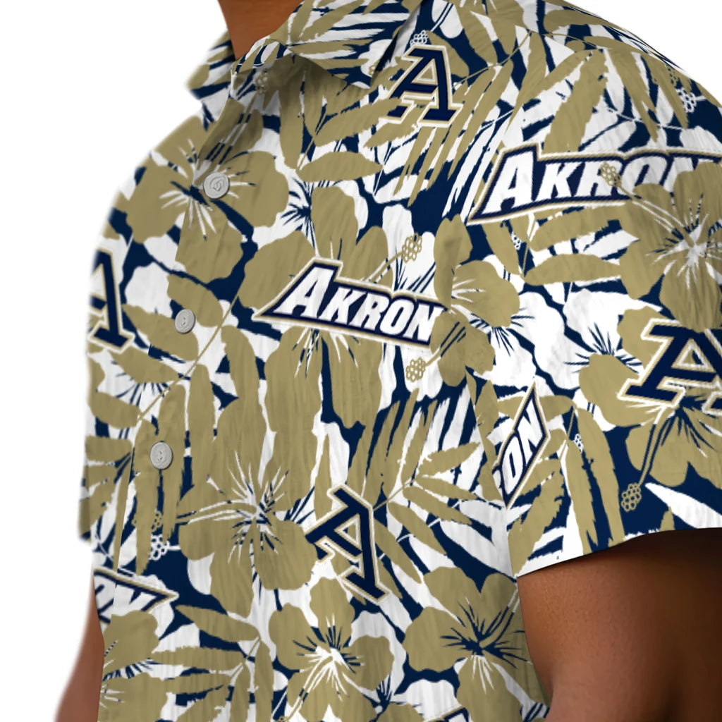 Akron Zips Hawaiian Shirt - Hibiscus Overlay | Moonbestprint