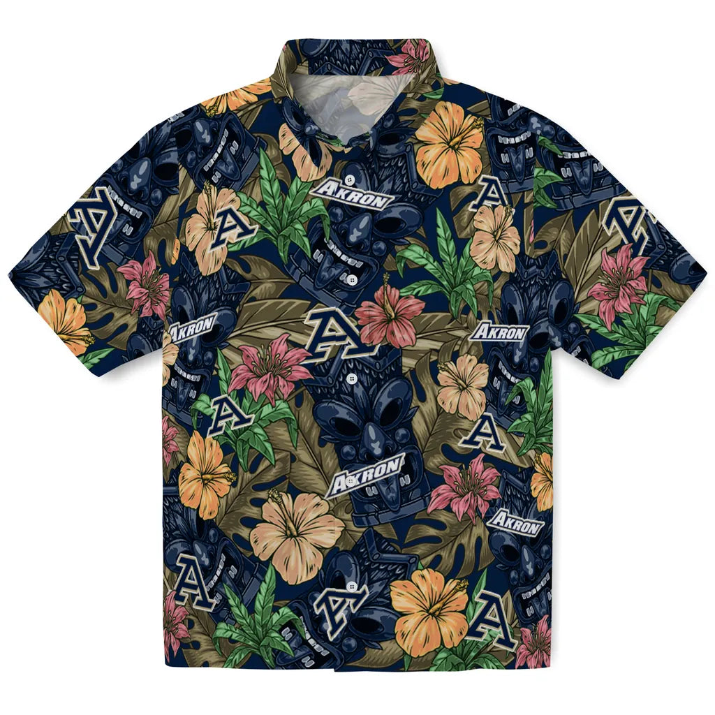 Akron Zips Hawaiian Shirt - Hibiscus Tiki Jungle | Moonbestprint