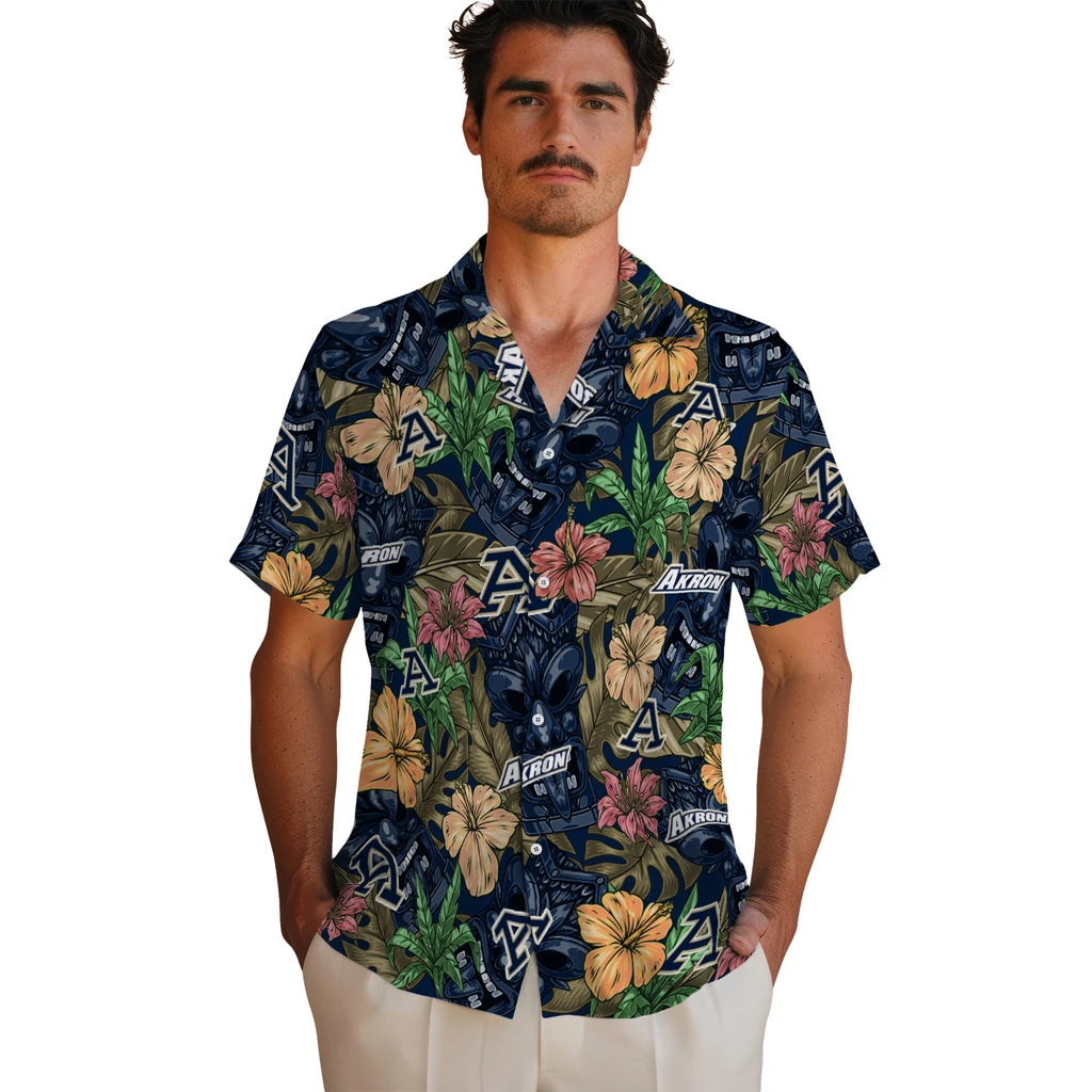 Akron Zips Hawaiian Shirt - Hibiscus Tiki Jungle | Moonbestprint