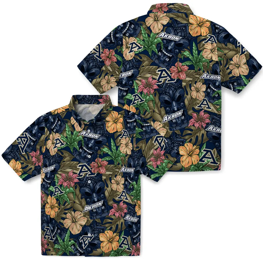 Akron Zips Hawaiian Shirt - Hibiscus Tiki Jungle | Moonbestprint