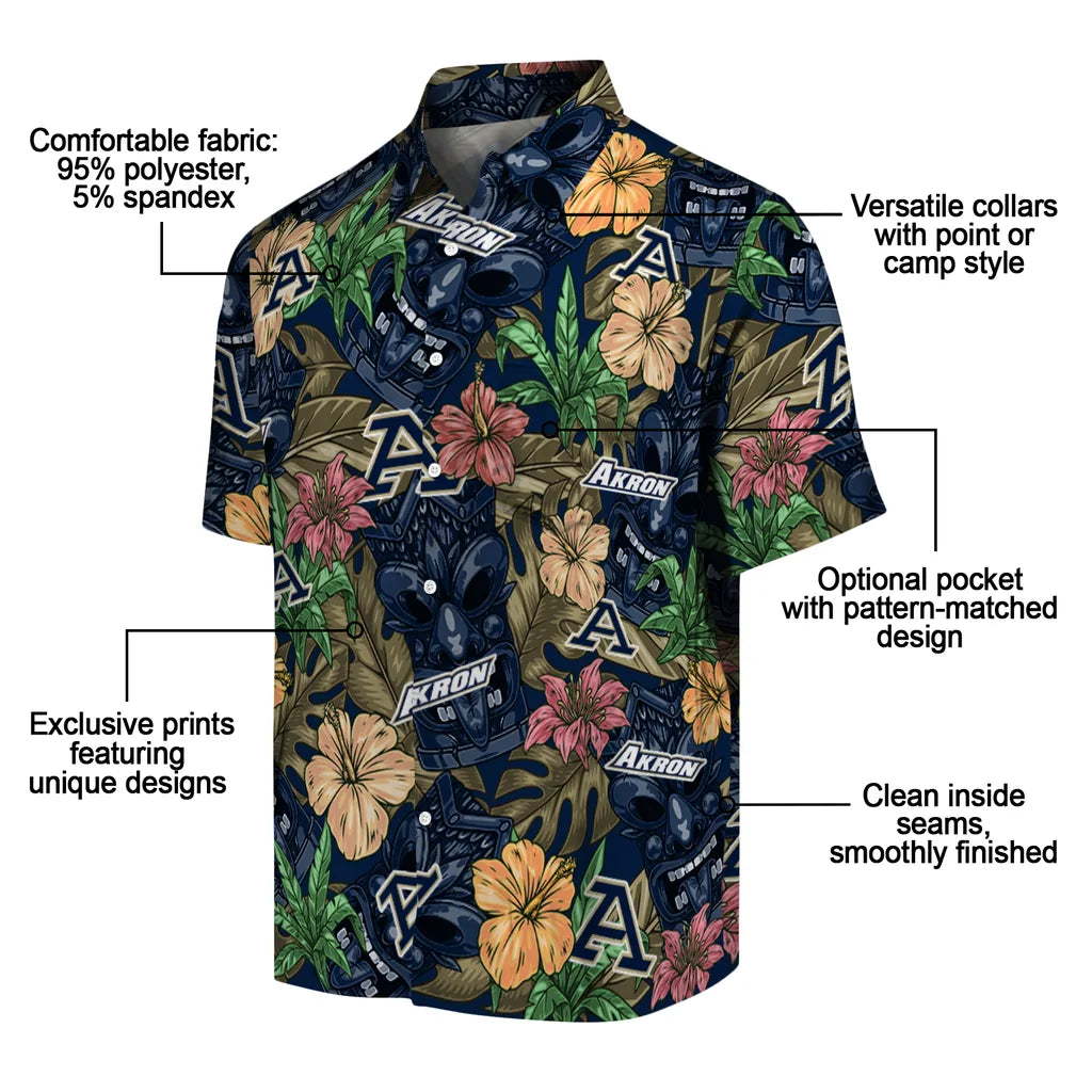 Akron Zips Hawaiian Shirt - Hibiscus Tiki Jungle | Moonbestprint
