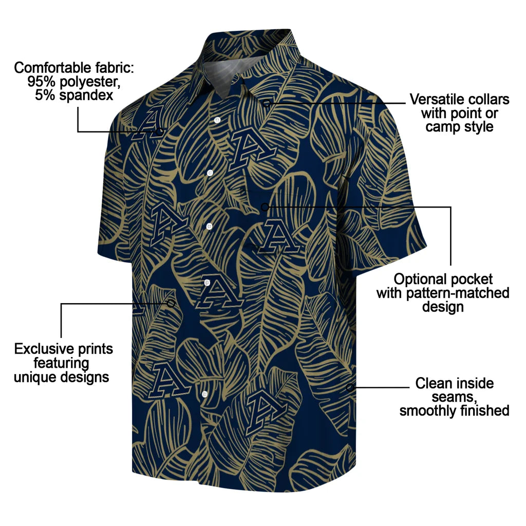 Akron Zips Hawaiian Shirt - Leaf Outline | Moonbestprint