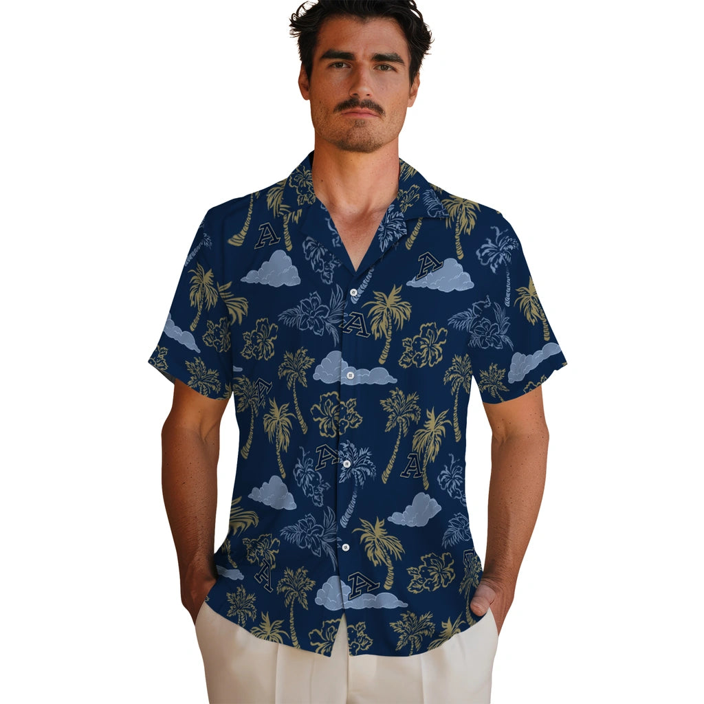 Akron Zips Hawaiian Shirt - Palm And Clouds | Moonbestprint