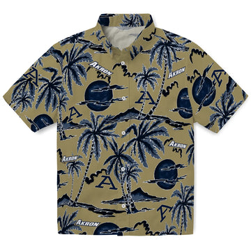 Akron Zips Hawaiian Shirt - Palm Sunset | Moonbestprint