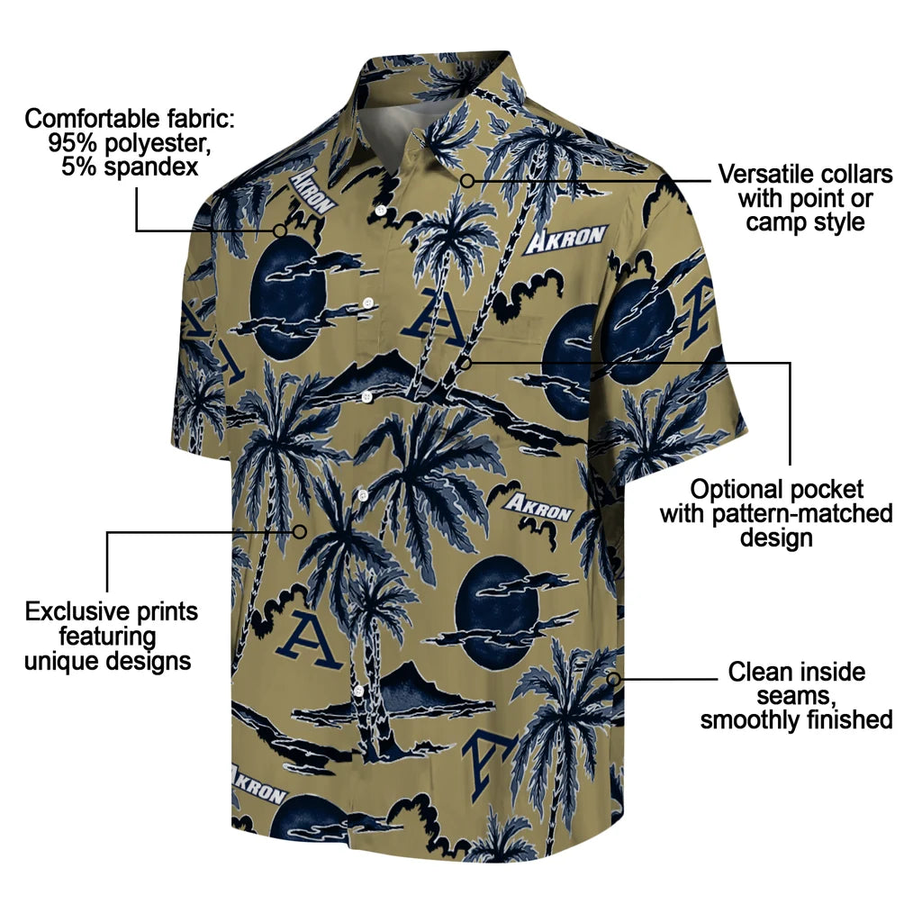 Akron Zips Hawaiian Shirt - Palm Sunset | Moonbestprint