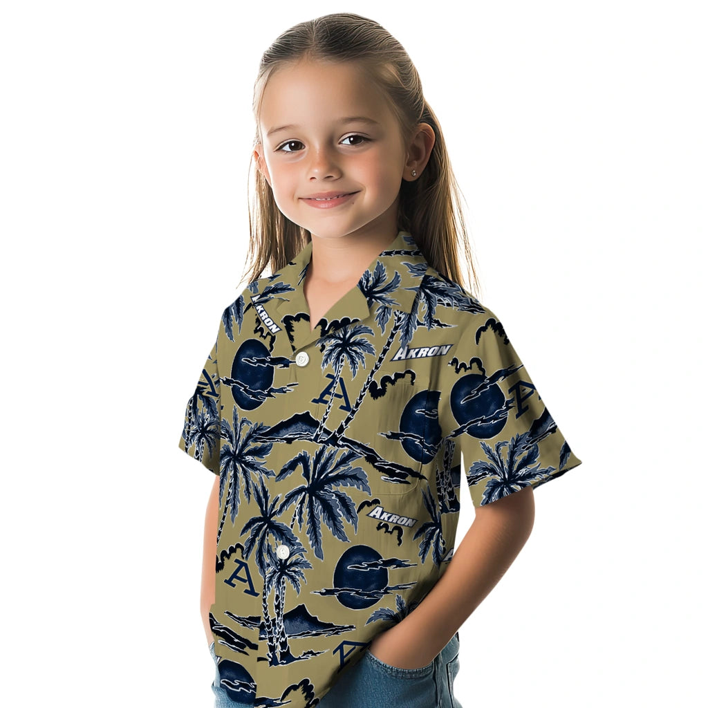 Akron Zips Hawaiian Shirt - Palm Sunset | Moonbestprint
