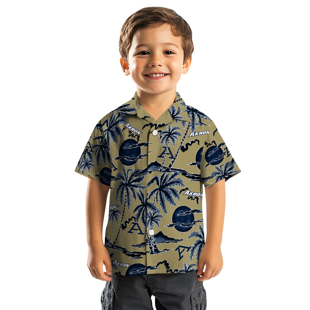 Akron Zips Hawaiian Shirt - Palm Sunset | Moonbestprint
