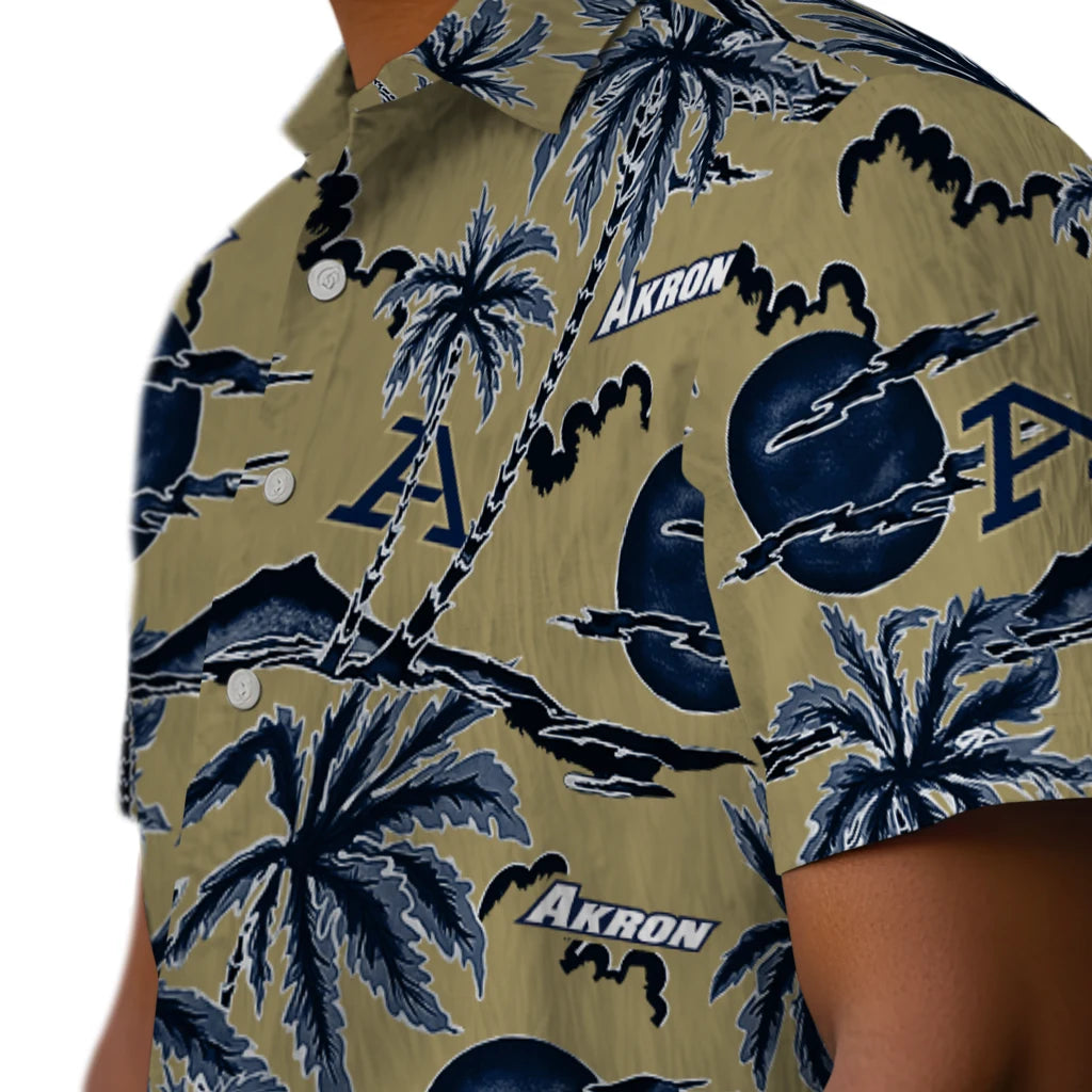 Akron Zips Hawaiian Shirt - Palm Sunset | Moonbestprint