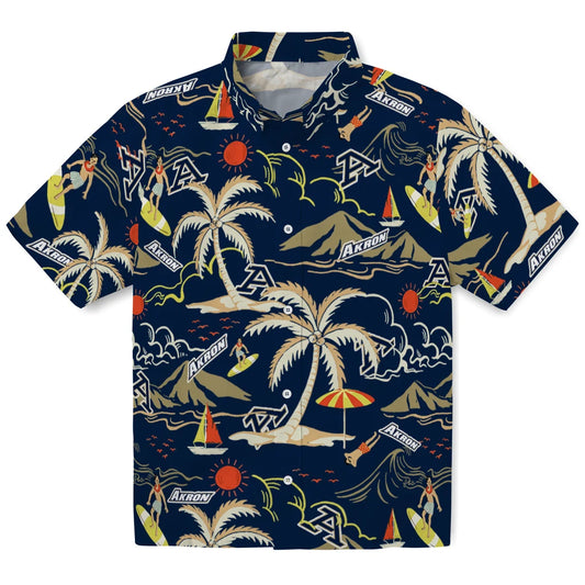 Akron Zips Hawaiian Shirt - Palm Tree Island | Moonbestprint